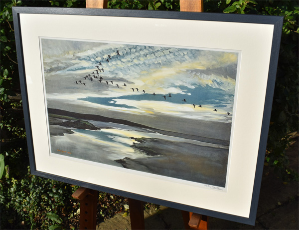 Framed example of Brent Geese Flighting Under a Mackerel Sky