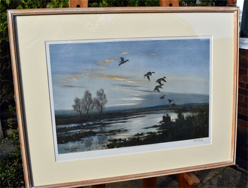 Framed example of By Darkness the Marsh is Full of Mallards