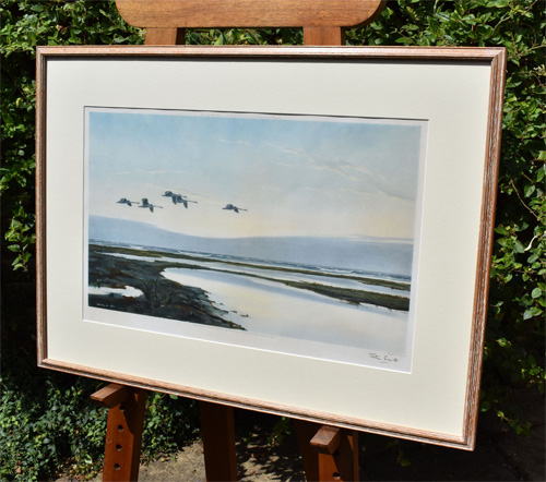 Framed example of High Tide and Wild Swans