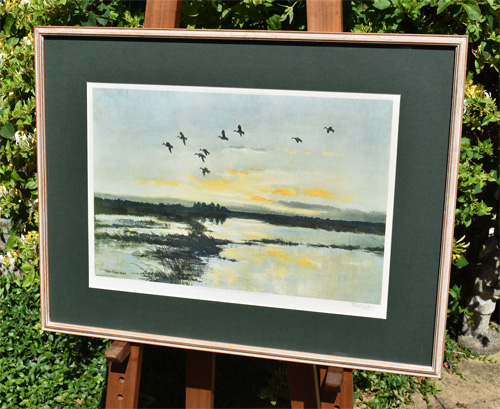 Framed example of Mallards in a Yellow Sky