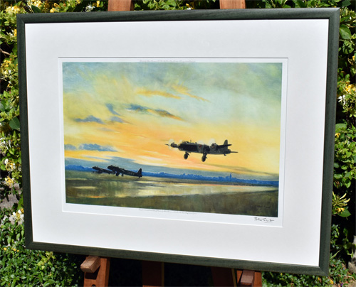 Framed example of Take Off at Dusk - Bombers