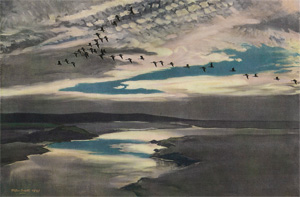 Brent Geese Flighting Under a Mackerel Sky