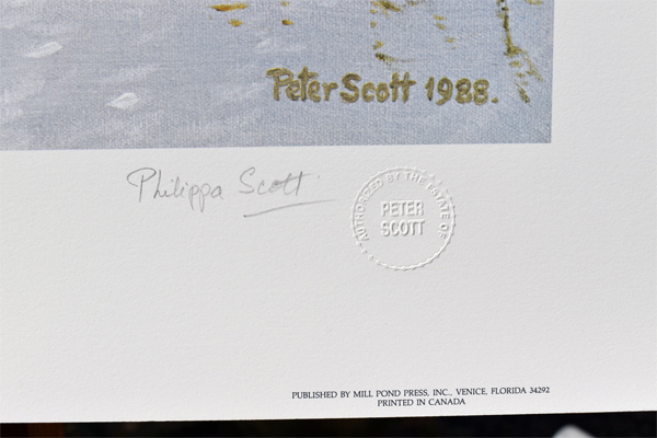 Twenty Whistling Swans Came Out Of The Mist - Signature And Blind Stamp